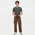 Men's Brown Relaxed Fit Cargo Jeans, Brown, small