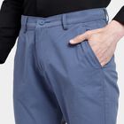 Men's 100% Cotton Slim Fit Casual Trousers , Dark Blue, small image number null