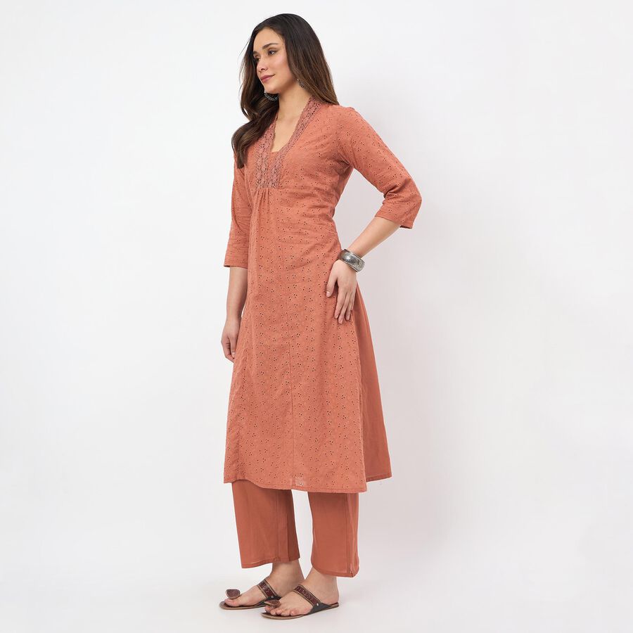 Women's Light Pink Cotton Printed Ethnic Set, हल्का गुलाबी, large