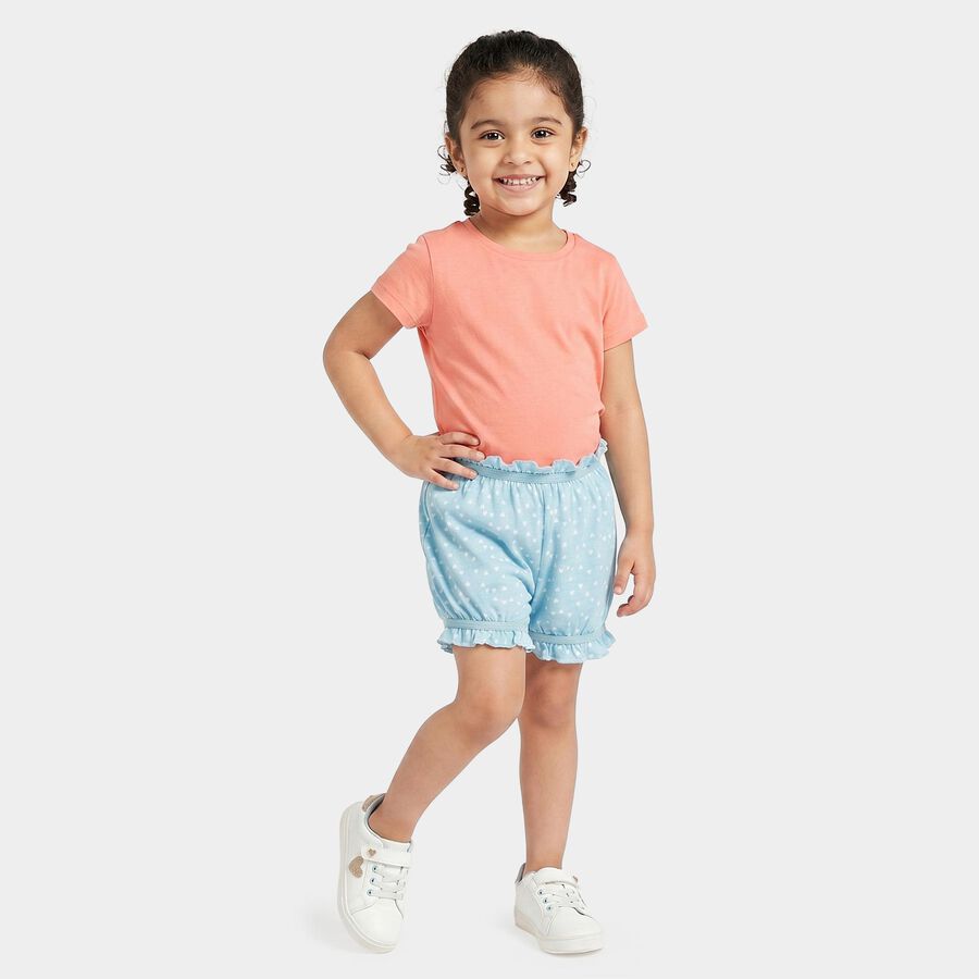 Girls' Aqua Regular Fit Heart Print Bloomer, एक्वा, large