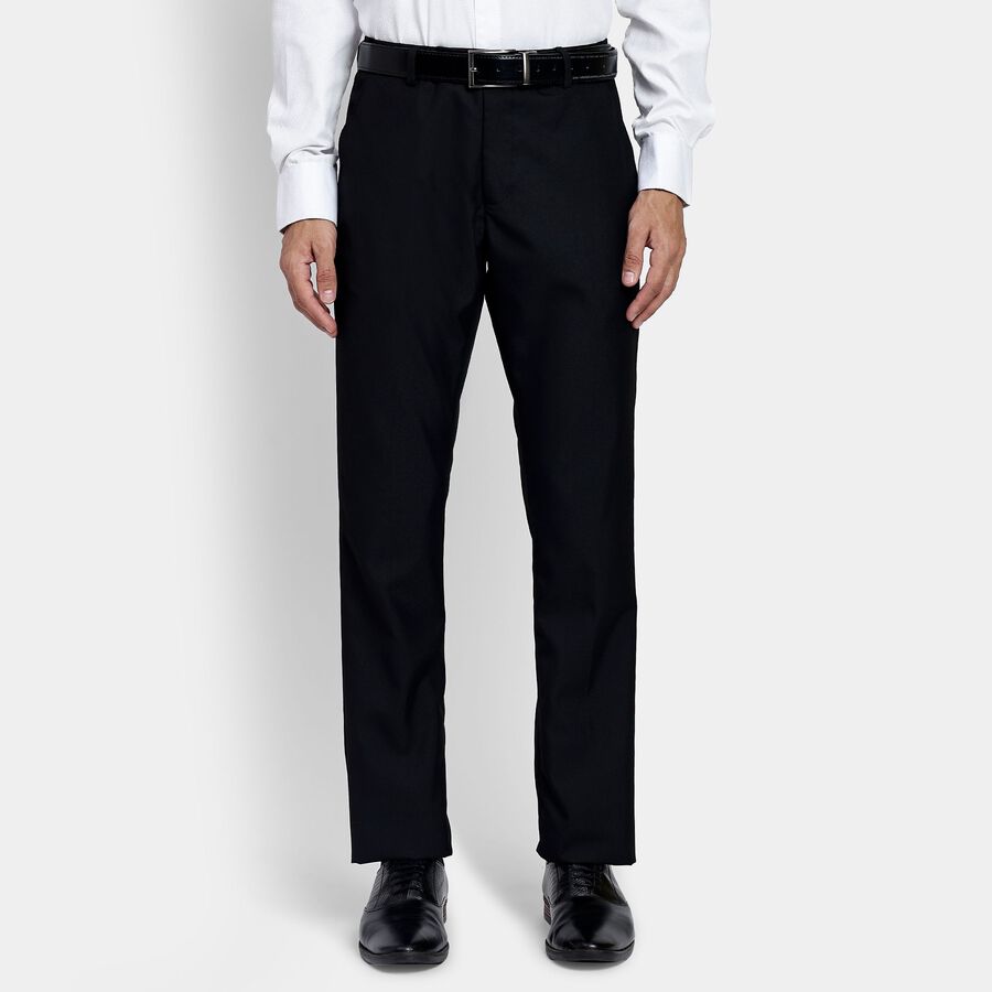 Men's Slim Fit Formal Trousers, Black, large image number null