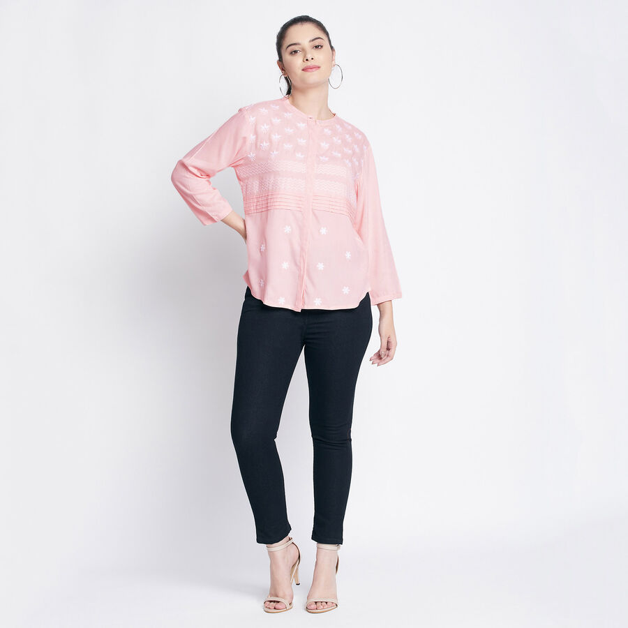 Embellished 3/4th Sleeves Shirt, Light Pink, large image number null