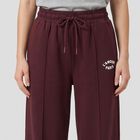 Women's Wine Relaxed Fit Pintuck Wide Leg Track Pants, वाइन, small
