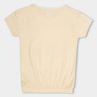 Girls' Light Beige Cotton Round Neck Casual T-Shirt, Beige, small image number null