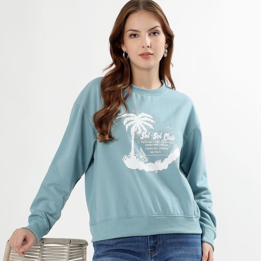 Brink Women's Light Blue Crew Neck Casual Sweatshirt Vishal Mega