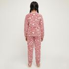 Girls' Dusty Rose Heart Printed Fleece Winter Pyjama, Pink, small image number null