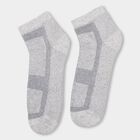 Men's Dark Navy Blue and Charcoal Black Cotton Blend Geometric Pattern Socks, Navy Blue, small image number null