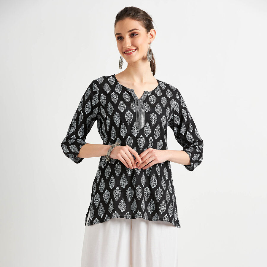 All Over Print Kurti, Black, large image number null