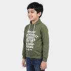 Boys' Olive Green Hooded Neck Graphic Print Sweatshirt, ओलिव, small