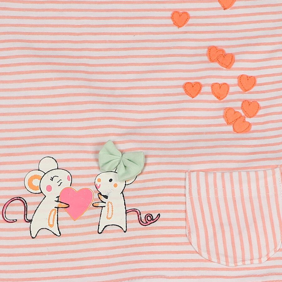 Infants Peach Cotton Shorts Set, Peach, large