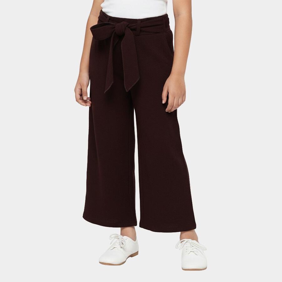 Girls' Wine Regular Fit Heart Printed Pyjama, वाइन, large