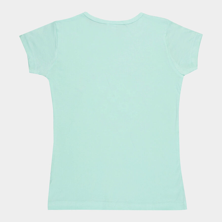 Girls Cotton T-Shirt, Light Green, large image number null