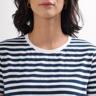 Women's Deep Midnight Navy Round Neck Striped T-Shirt, Navy Blue, small image number null