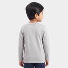 Boys Grey Cotton Blend Crew Neck Regular T-Shirt, Melange Light Grey, small