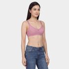 Women's Pink Cotton V-Neck Wireless Bra, Pink, small