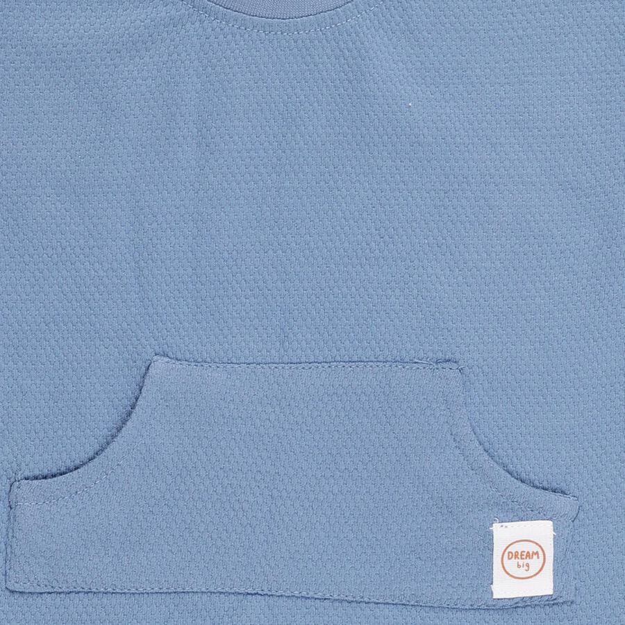 Infants Soft Baby Blue Textured Cotton Baba Suit, मध्यम नीला, large image number null