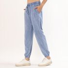 Women's Washed Blue Jogger Fit Cargo Track Pants, Light Blue, small image number null