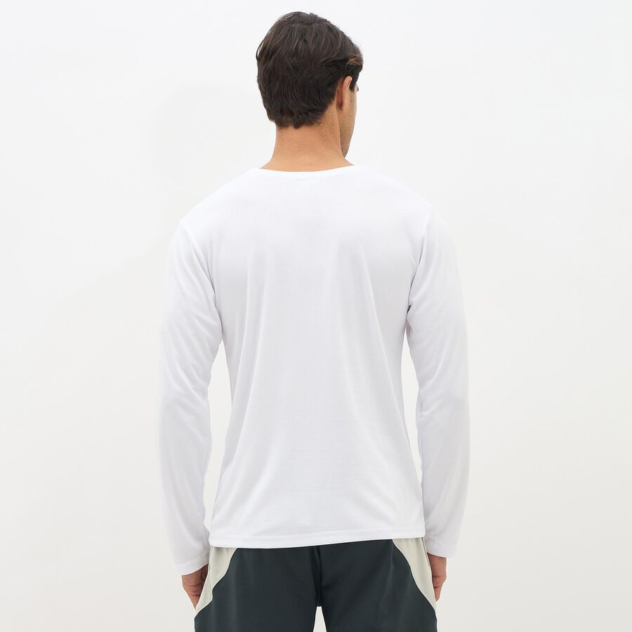 Men's Bright White Round Neck Full Sleeve T-Shirt, White, large image number null