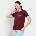 Ladies' Round Neck T-Shirt , Wine, small