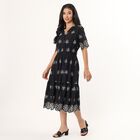 Women's Black Cotton Collar Neck Casual Shirt Dress, Black, small