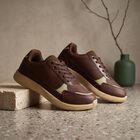 Men Brown Lace-Up Sneakers, भूरा, small