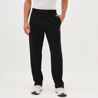 Men's Jet Black Relaxed Fit Logo Detail Track Pants