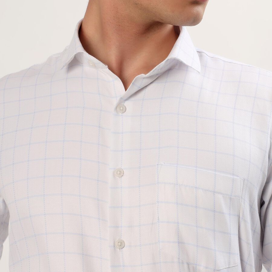 Men's Light Blue Checkered Classic Collar Formal Shirt, Light Blue, large image number null