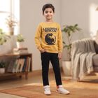 Boys' Yellow Round Neck Pullover Sweatshirt, Yellow, small