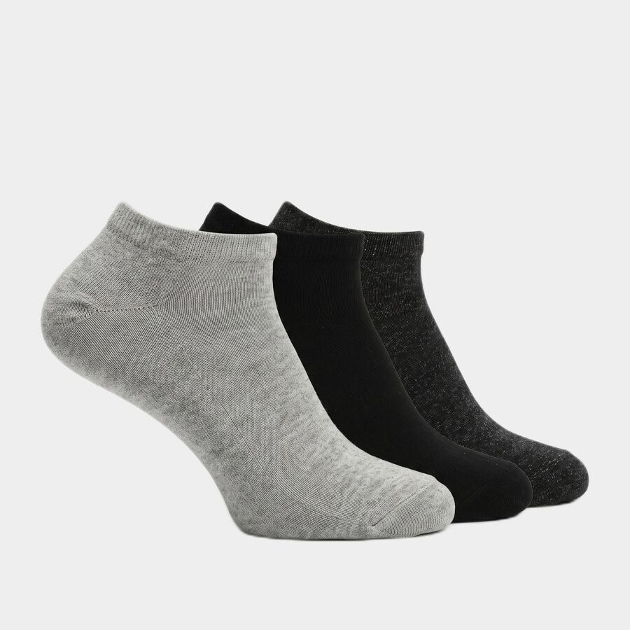 Men's Ankle Length Pack of 3 Socks ( Grey, Charcoal, Black ), चारकोल, large