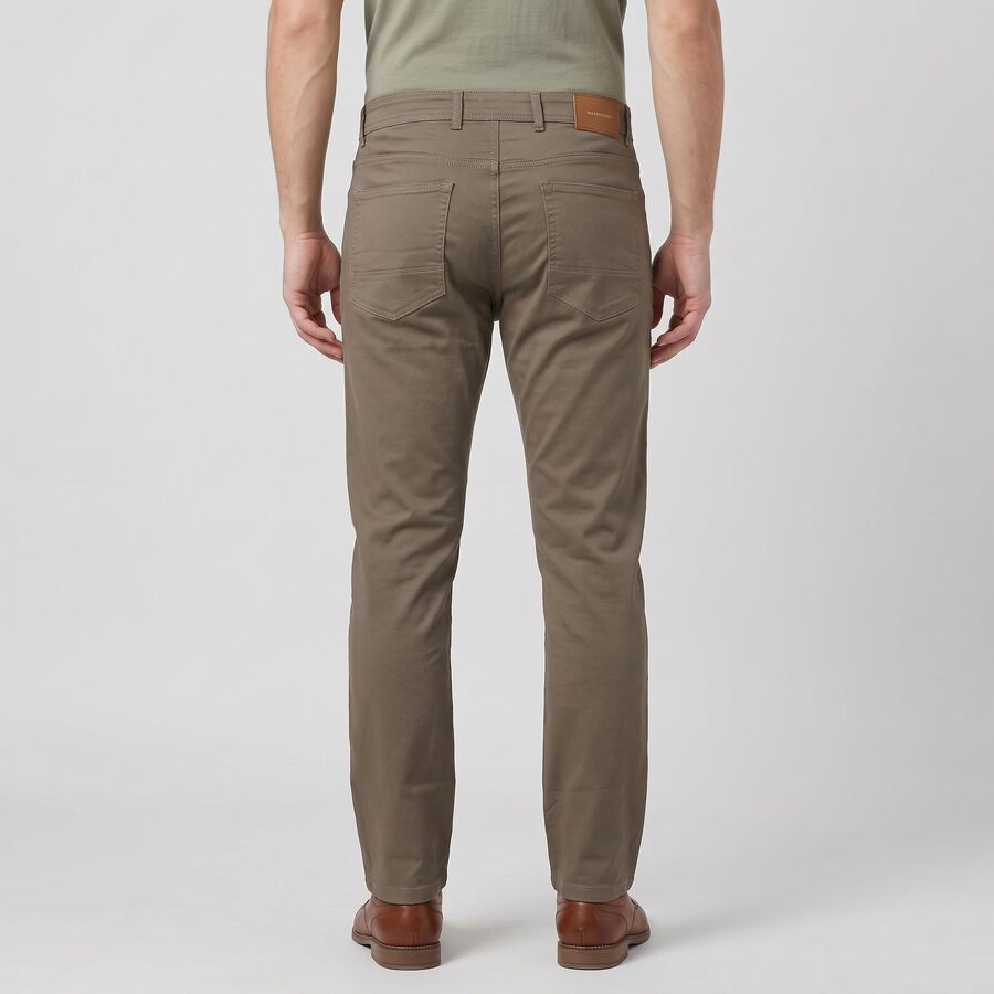 Men's Brown Slim Fit Solid Jeans, भूरा, large