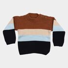 Infants' Brown Crew Neck Striped Pullover, भूरा, small