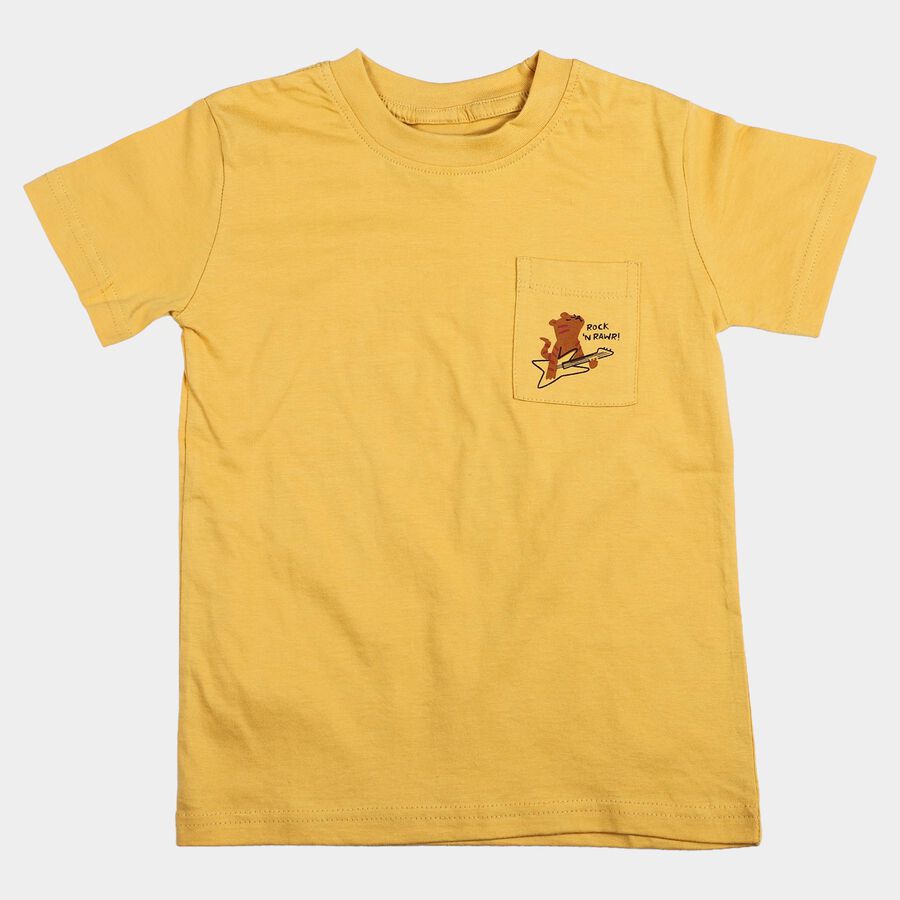 Boys' Half Sleeves T-Shirt, Mustard, large