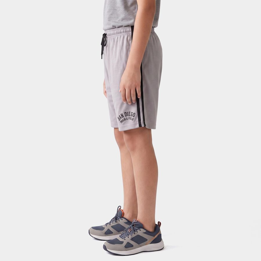 Boys Grey Regular Fit Athletic Bermuda Shorts, हल्का ग्रे, large