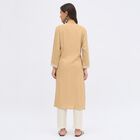 Women's Beige Round Neck Embroidered Kurta, खाकी, small image number null