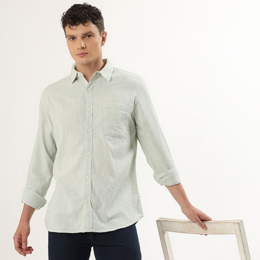 Men's 100% Cotton Regular Collar Casual Shirt, हल्का हरा, large image number null