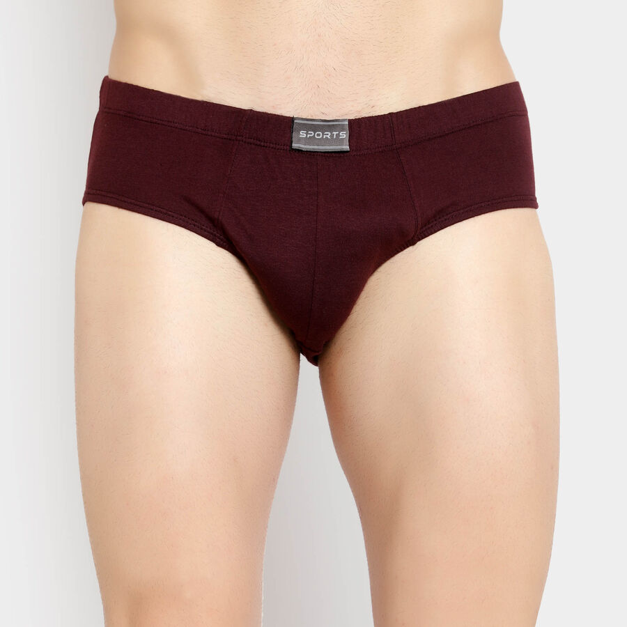 Solid V-Cut Brief, Wine, large image number null
