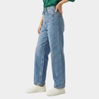 Women's Light Blue Straight Fit High-Rise Jeans, Mid Blue, small