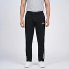 Men's Black Slim Fit Zipper Pocket Cuffed Track Pants, Black, small