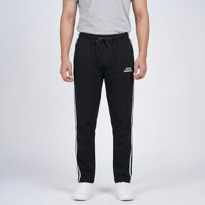Men's Black Slim Fit Zipper Pocket Cuffed Track Pants