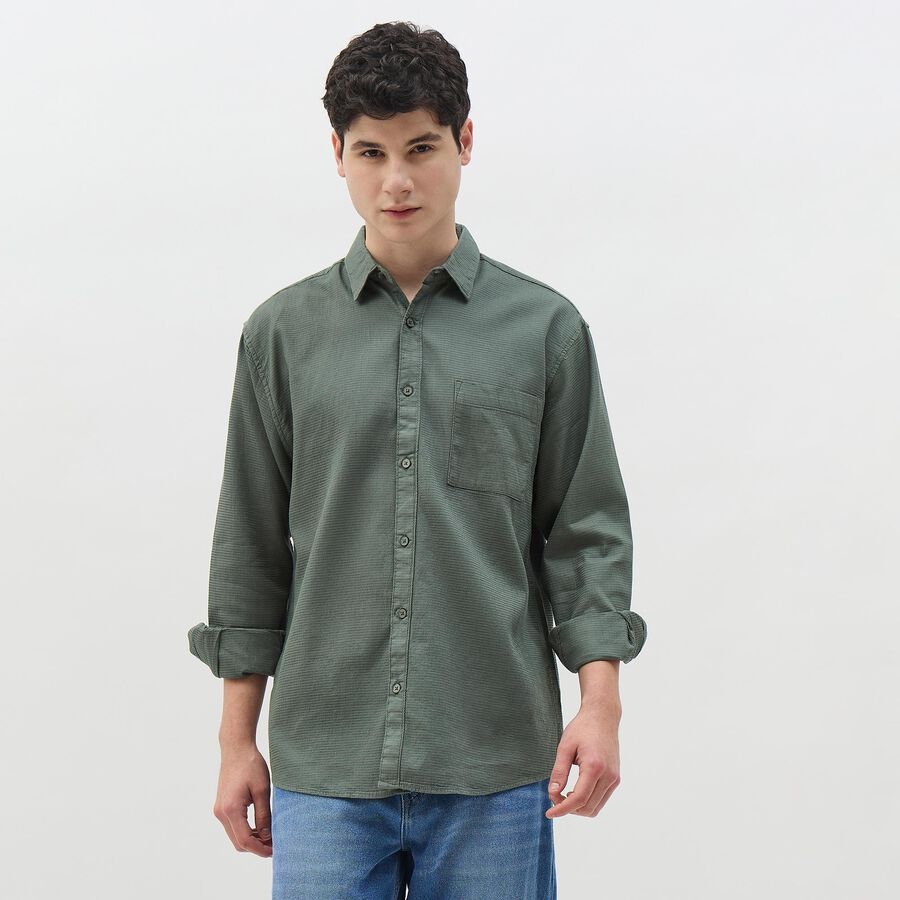 Men's Muted Olive Green Cotton Classic Casual Shirt, ओलिव, large image number null
