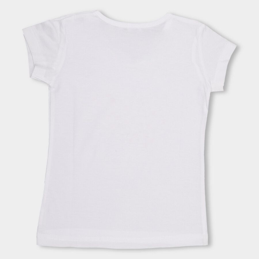 Girls' 100% Cotton T-Shirt, सफ़ेद, large