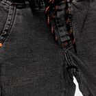 Boys' Washed Black Regular Fit Elastic Waist Jeans, चारकोल, small