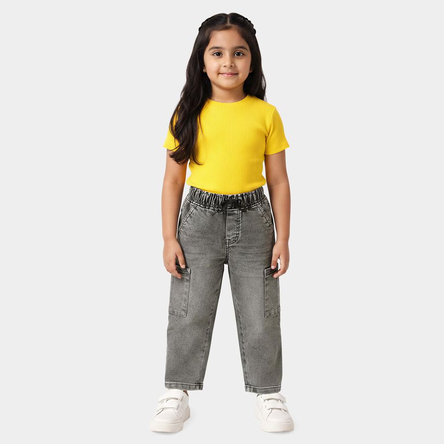 Boys Grey Regular Fit Cargo Jeans, हल्का ग्रे, large