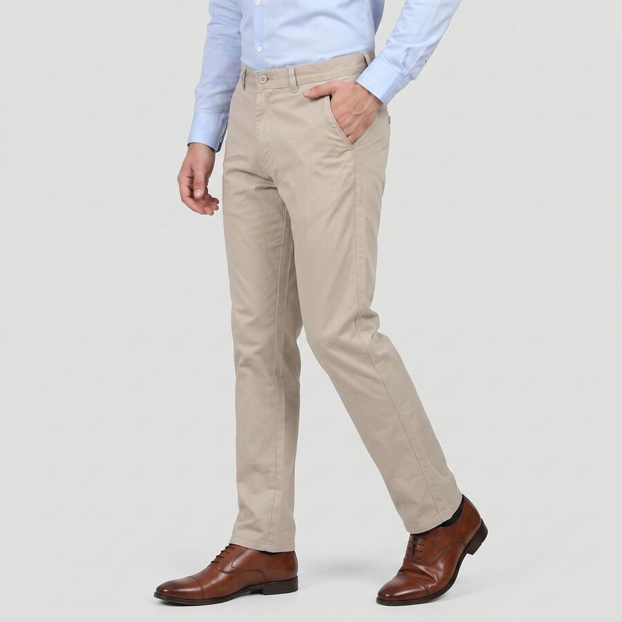 Men's Silver Slim Fit Chino Casual Trousers, Silver, large