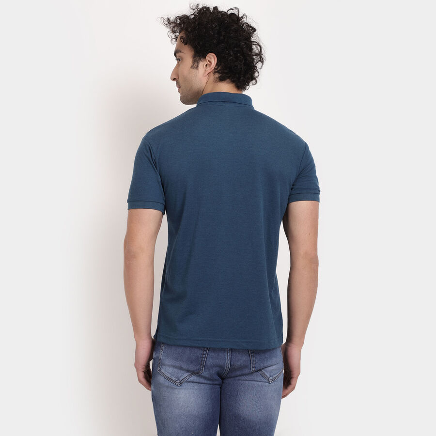 सॉलिड पोलो शर्ट, टील ब्लू, large image number null