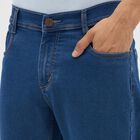 Men's Deep Blue Slim Fit Classic Jeans, मध्यम नीला, small image number null
