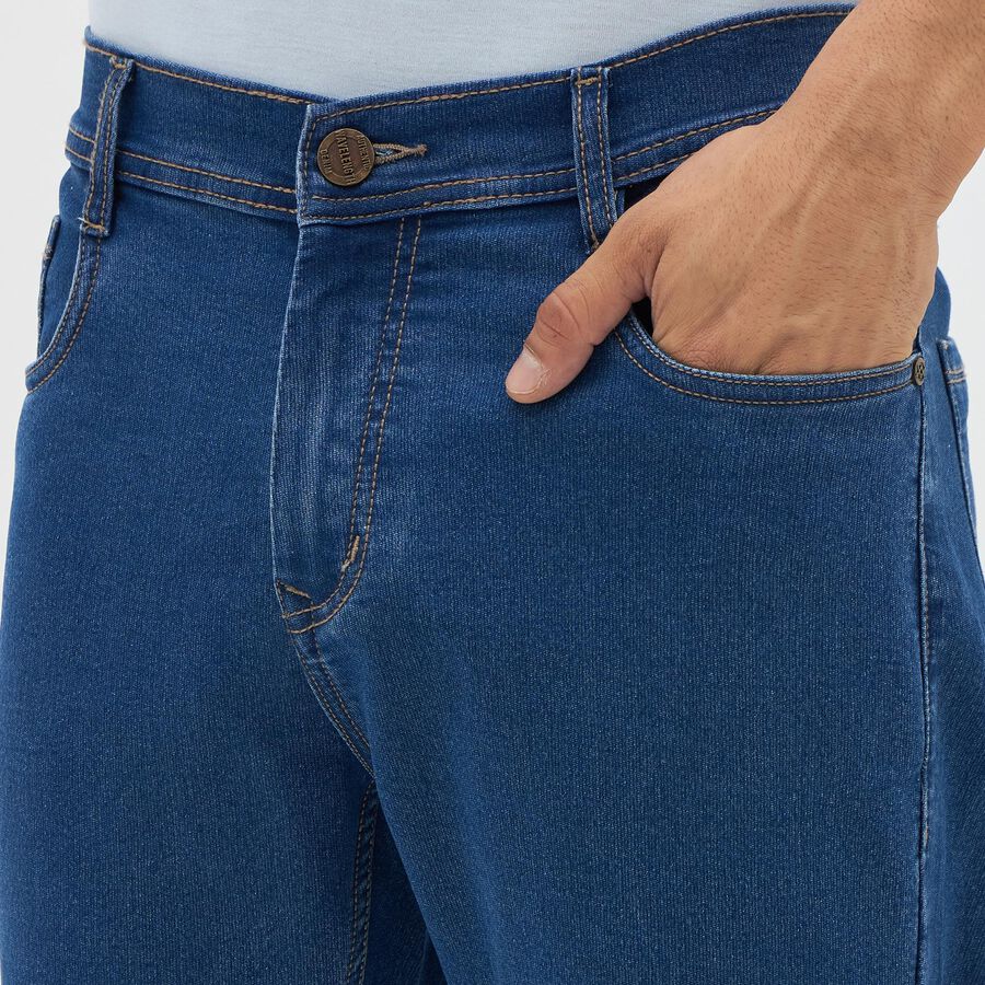 Men's Deep Blue Slim Fit Classic Jeans, मध्यम नीला, large image number null