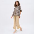 Women's Beige Regular Fit Embroidered Palazzos, Beige, small