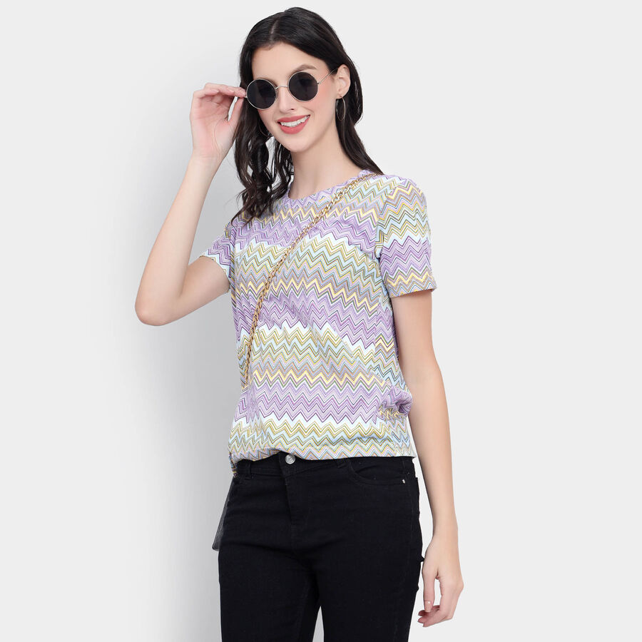 All Over Print Round Neck T-Shirt, लाइलेक, large image number null