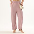 Women's Dusty Rose Balloon-Fit Textured Harem Pants, Pink, small